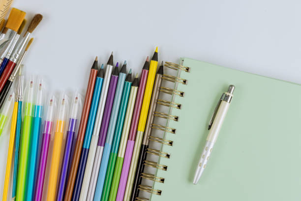 istock Top view on student material group art of various school supplies 1326299161