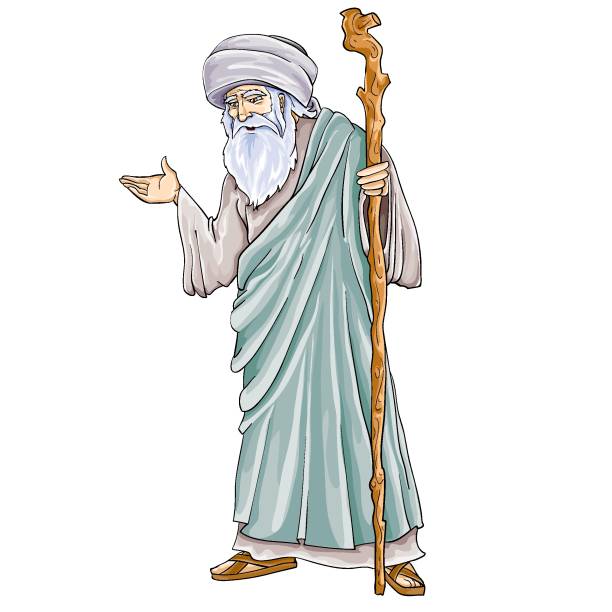 istock ancient jewish sage with staff, isolated object on white background, vector illustration, 1326300154
