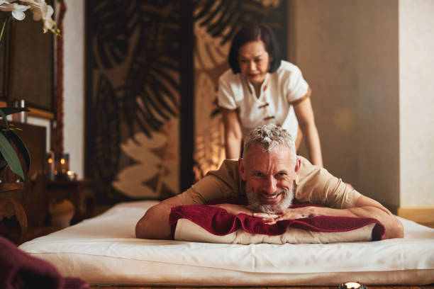 istock Jolly mature man during traditional oriental massage 1326305159