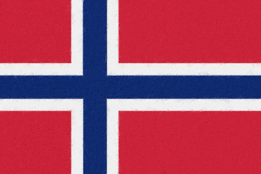 Norway flag painted with paint on a concrete wall. World flags concept