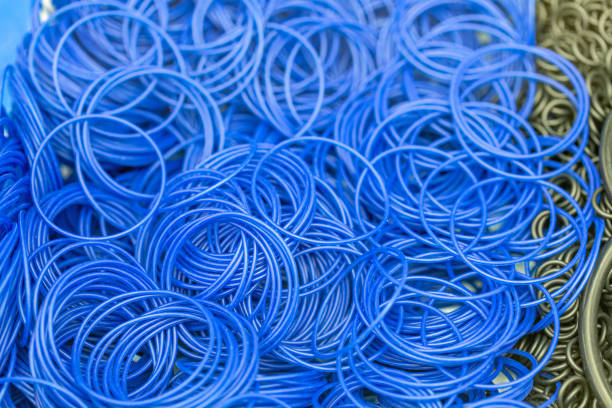 Blue Seals Big Bunch of New Rubber Seals and Gaskets Parts gasket stock pictures, royalty-free photos & images