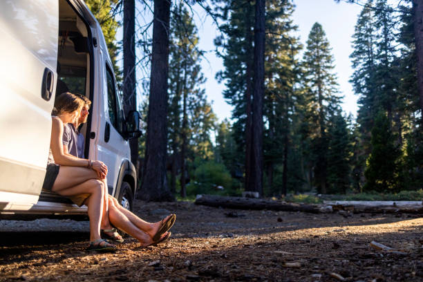 istock Young Couple Van Life in Wilderness 1326316096