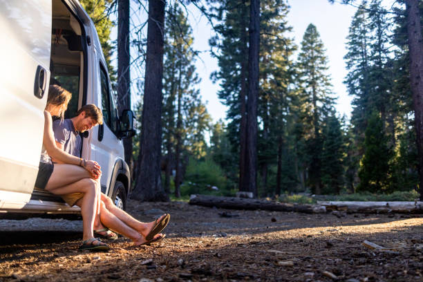 istock Young Couple Van Life in Wilderness 1326316153