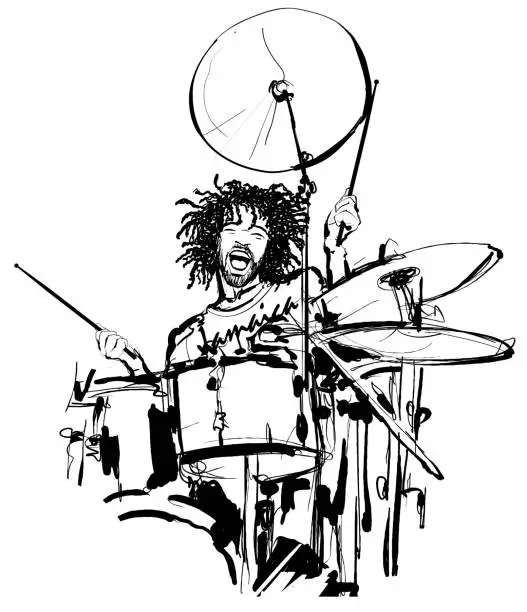 Vector illustration of Drummer playing