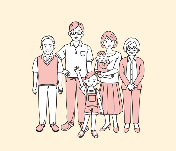 日本の家族のイラスト - 日本人　親子点のイラスト素材／クリップアート素材／マンガ素材／アイコン素材