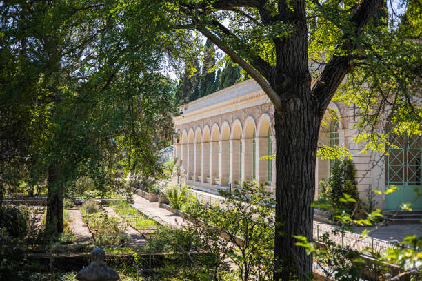Orangery of the Jardin des Plantes in Montpellier in summer (Occitanie, France) stock photo