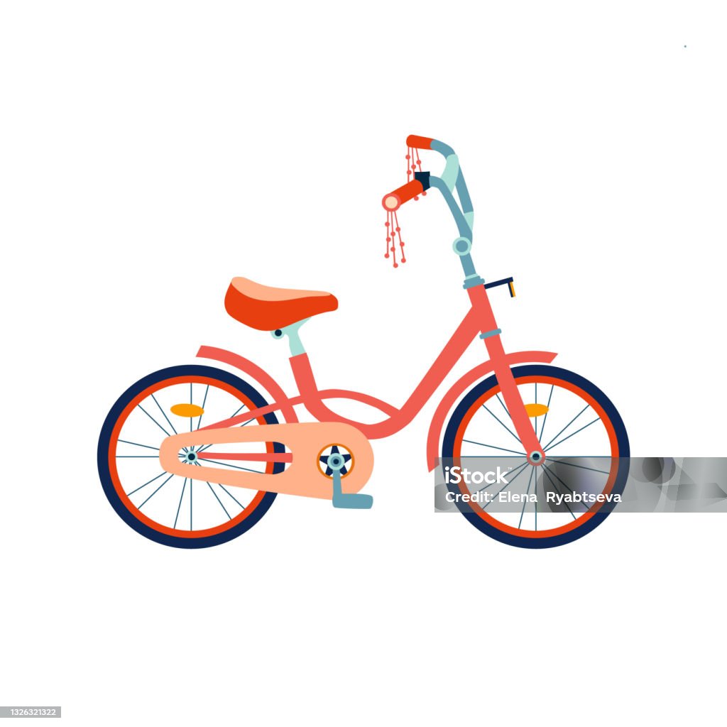 Kids Bicycle In Flat Style Colorful Bike Icon Playing Game Toy Vector  Illustration Stock Illustration - Download Image Now - iStock