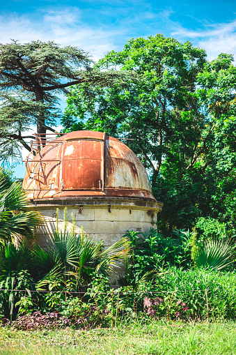 Former astronomical observatory of the Jardin des Plantes in Montpellier in summer