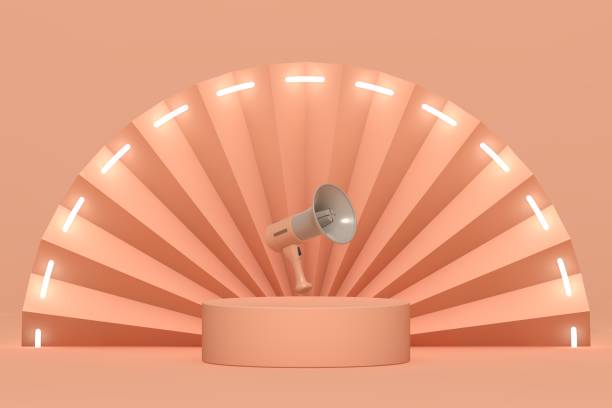 istock Podium and minimal abstract background, 3d rendering geometric shape, Stage for awards on website in modern. Empty product stand. 1326324213