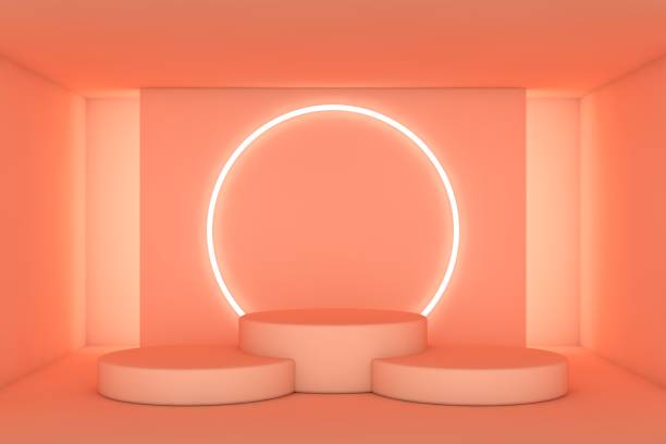 istock Podium and minimal abstract background, 3d rendering geometric shape, Stage for awards on website in modern. Empty product stand. 1326324273