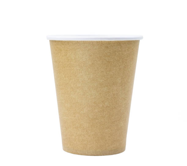 istock Beige paper coffee cup isolated on a white background.. Beige tea cup isolated.Blank mockup 1326325458