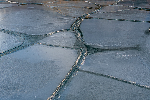 Ice Joints in a Frozen Lake Michigan near Northerly Island in Chicago