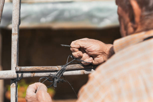 istock older man handling materials to build a vegetable garden. Selective focus. 1326329549