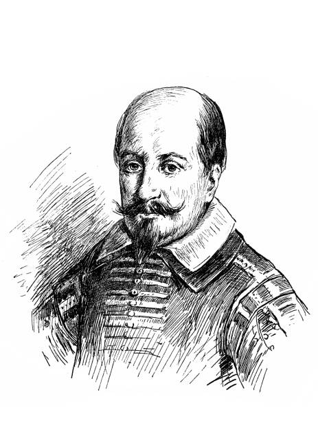 Paris Lodron or Paris of Lodron (German: Paris Graf von Lodron), 13 February 1586 - 15 December 1653, was the Prince-Archbishop of the Prince-Archbishopric of Salzburg from 1619-1653. Illustration of a Paris Lodron or Paris of Lodron (German: Paris Graf von Lodron), 13 February 1586 - 15 December 1653, was the Prince-Archbishop of the Prince-Archbishopric of Salzburg from 1619-1653. black and white travel travel destinations monk stock illustrations
