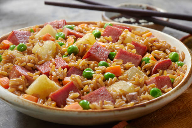istock Hawaiian Style Fried Rice with Fried Spiced Ham and Pineapple 1326334857