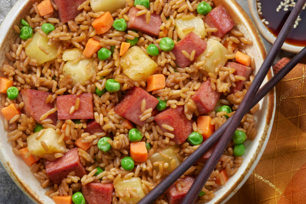 istock Hawaiian Style Fried Rice with Fried Spiced Ham and Pineapple 1326334967