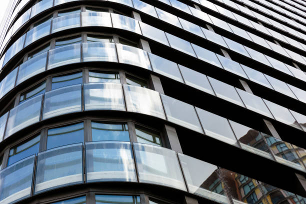 istock Low angle view of modern apartment building, background with copy space 1326338681