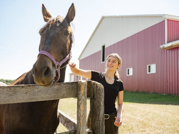 istock Young female trainer with her horse 1326339622