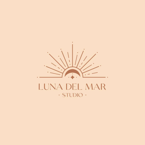 ilustrações, clipart, desenhos animados e ícones de modelo de design de logotipo boêmio vetorial com sol, lua e explosão solar - boho