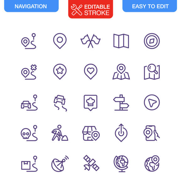 Navigation Icons Set Navigation Icons Set. Vector icons. end of the line stock illustrations