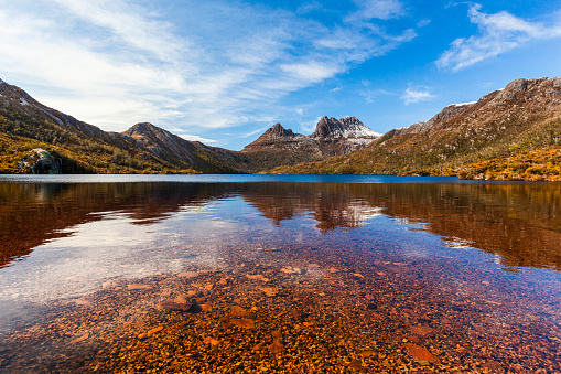 Dove Lake at The Overland Track, Cradle mountain, Tasmania.