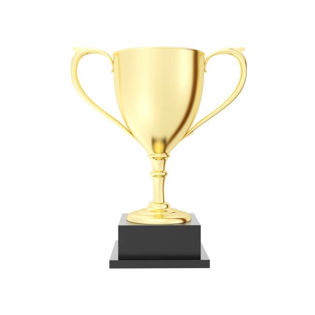 istock Golden trophy cup isolated on white background 1326346565