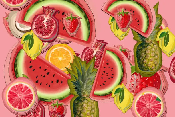 Vector illustration of Seamless Pattern of summer refreshment