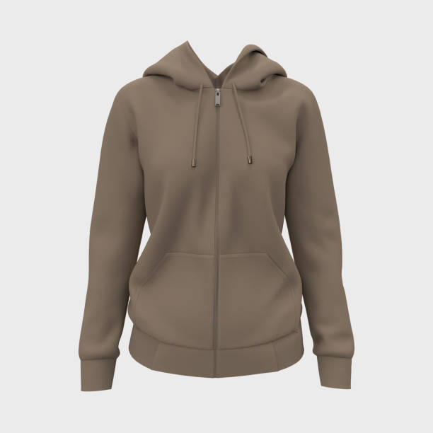istock Blank hooded sweatshirt mockup with zipper in front view 1326351393