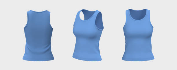 istock Blank sleeveless t-shirt mockup in front, side and back views 1326351411