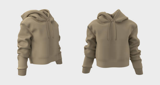 istock Blank cropped hooded sweatshirt mockup for print 1326351416