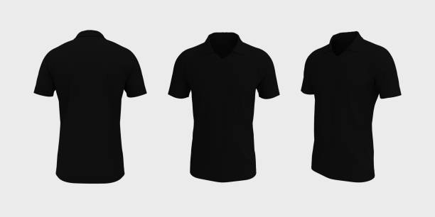 istock Blank collared shirt mockup in front, side and back views 1326351419