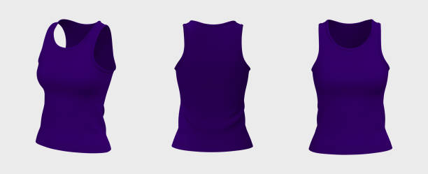 istock Blank sleeveless t-shirt mockup in front, side and back views 1326352170