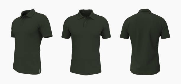 istock Blank collared t-shirt mockup in front, side and back views 1326352206
