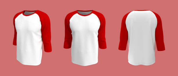 istock men's long-sleeve raglan t-shirt mockup in front, side and back views 1326352298