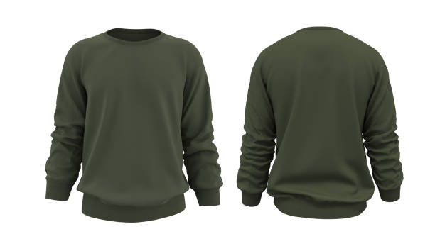 Blank sweatshirt mock up in front, and back views Blank sweatshirt mock up in front, and back views, isolated on white, 3d rendering, 3d illustration round neckline stock pictures, royalty-free photos & images