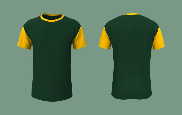 istock men's colorblock t-shirt mockup in front, side and back views 1326352320