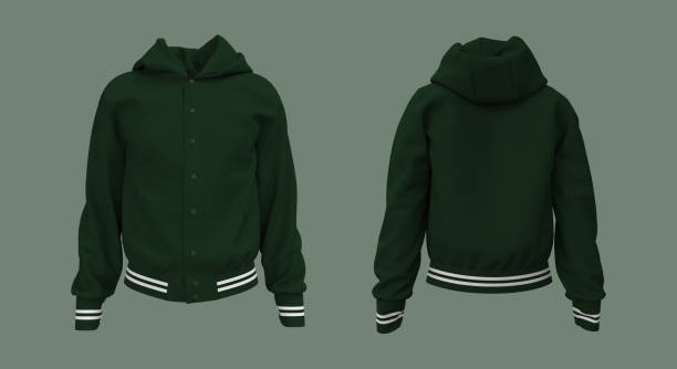 istock Hooded jacket mockup in front and back views 1326352338