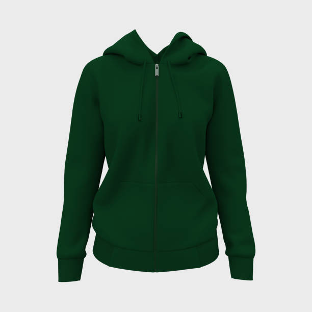 istock Blank hooded sweatshirt mockup with zipper in front view 1326352382