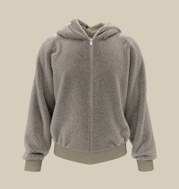 istock Fleece hooded sweatshirt  mockup with zipper in front view 1326353838