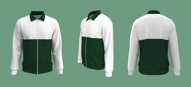 istock Harrington colorblock jacket mockup front, side and back views 1326353840