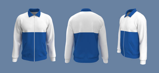 istock Harrington colorblock jacket mockup front, side and back views 1326353852
