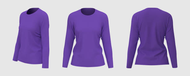 istock Women's long sleeve t-shirt mockup in front, side and back views 1326353874