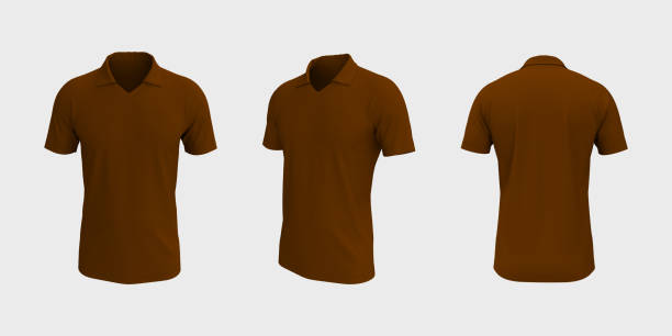 Blank collared shirt mockup in front, side and back views