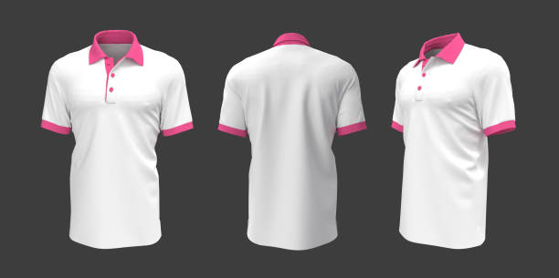 istock Blank collared shirt mockup in front, side and back views 1326353950