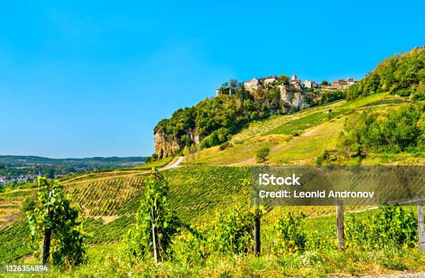 Chateauchalon Village Above Its Vineyards In Jura France Stock Photo - Download Image Now