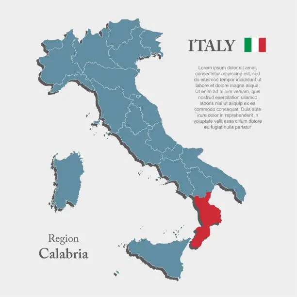 Vector illustration of Vector map country Italy and region Calabria