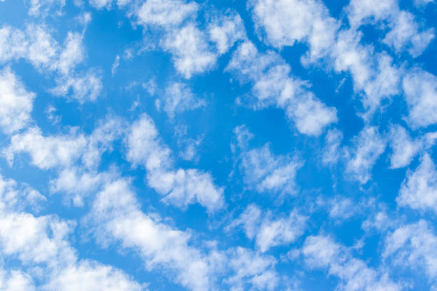 青空に小さな白い雲がたくさん - cirrocumulus ストックフォトと画像