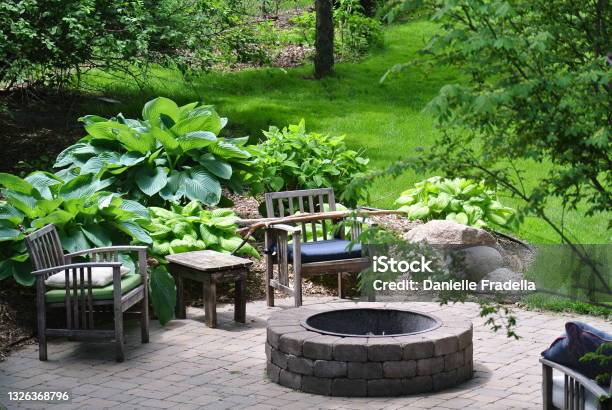 Backyard Firepit Stock Photo - Download Image Now - Back Yard, Fire Pit, Patio