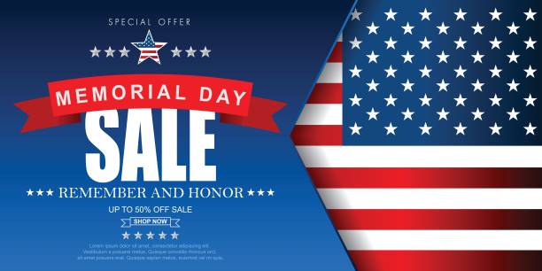 Memorial day sale vector banner template. Illustrator Vector Eps 10. Memorial day sale vector banner template. Illustrator Vector Eps 10. memorial day weekend stock illustrations