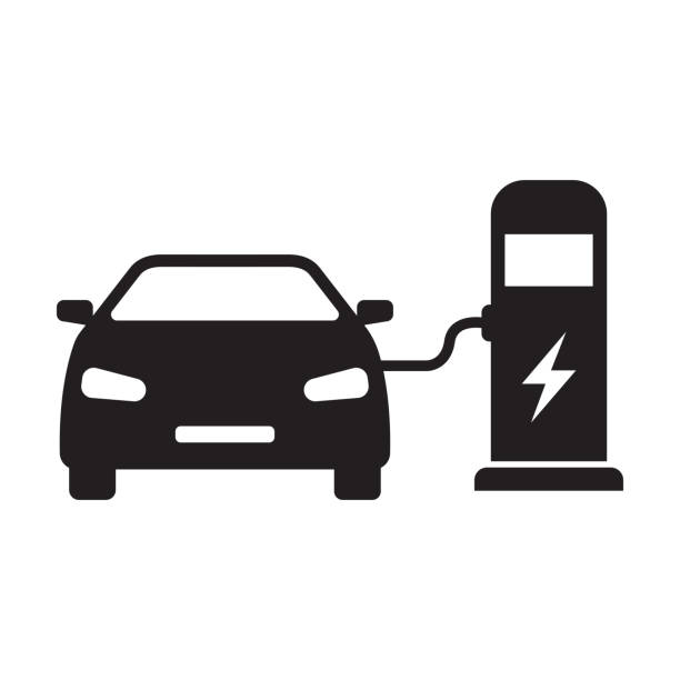 ilustraciones, imágenes clip art, dibujos animados e iconos de stock de ev coche eléctrico estación de carga icono vector concepto de energía verde para el diseño gráfico, logotipo, sitio web, redes sociales, aplicación móvil, interfaz de usuario ilustración. - estación de carga eléctrica